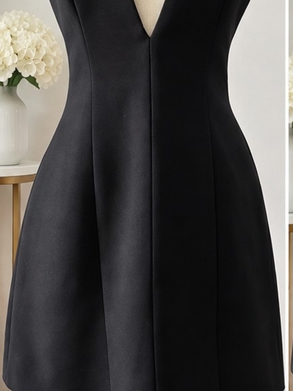 ZARA Black Halter Mini Dress Open Back Bow